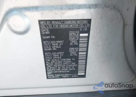 2016 Nissan Rogue Sv z USA, uszkodzony, nr VIN KNMAT2MV4GP625046